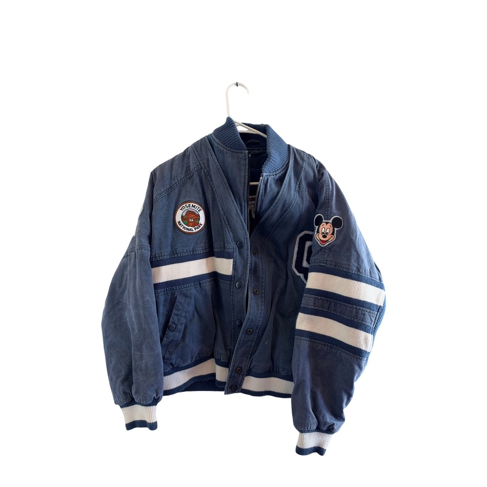 Vintage Outer-scene Ltd Mickey Minnie Yosemite Patch Bomber Jacket Blue Large